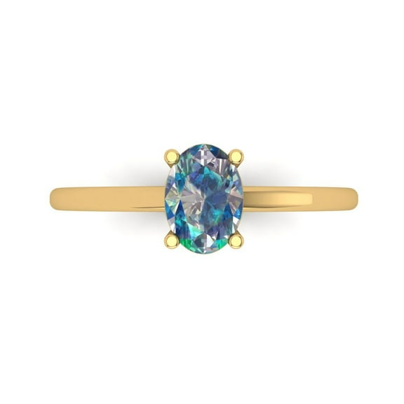 Solitaire Engagement Ring for Women - 1ct Blue Moissanite in 18K Yellow Gold Promise Ring