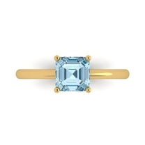 Solitaire Engagement Ring for Women - 1ct Natural Aquamarine in 18K Yellow Gold Promise Ring