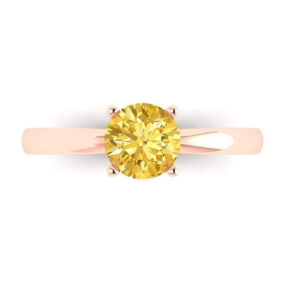 Solitaire Engagement Ring for Women - 1ct Natural Citrine in 14K Rose Gold Promise Ring