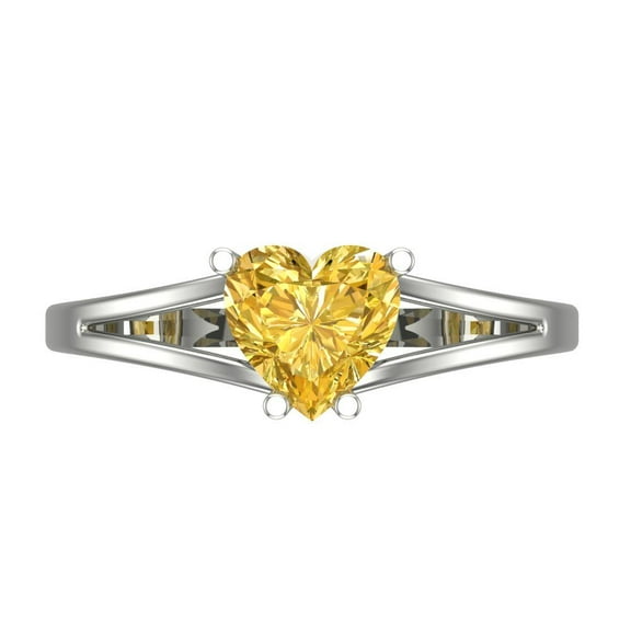 Solitaire Engagement Ring for Women - 1ct Natural Citrine in 14K White Gold Promise Ring