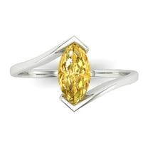 Solitaire Engagement Ring for Women - 1ct Natural Citrine in 18K White Gold Promise Ring