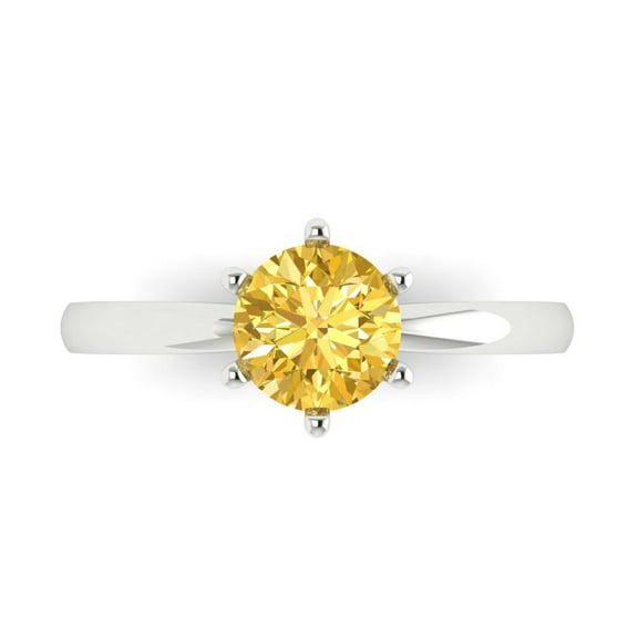 Solitaire Engagement Ring for Women - 1ct Natural Citrine in 18K White Gold Promise Ring