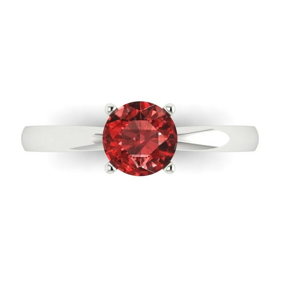 Solitaire Engagement Ring for Women - 1ct Natural Garnet in 14K White Gold Promise Ring