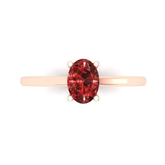 Solitaire Engagement Ring for Women - 1ct Natural Garnet in 18K Rose Gold Promise Ring