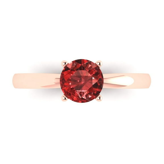Solitaire Engagement Ring for Women - 1ct Natural Garnet in 18K Rose Gold Promise Ring