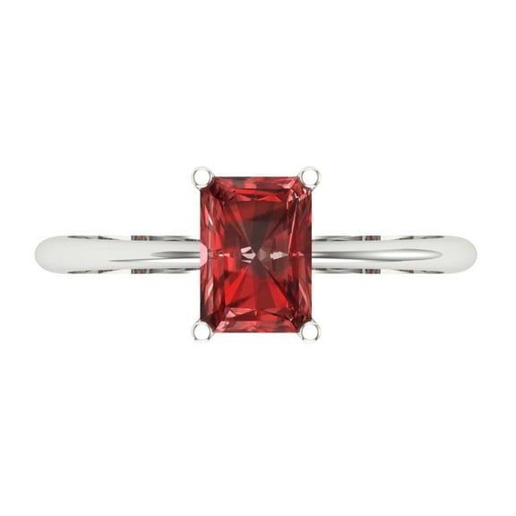 Solitaire Engagement Ring for Women - 1ct Natural Garnet in 18K White Gold Promise Ring