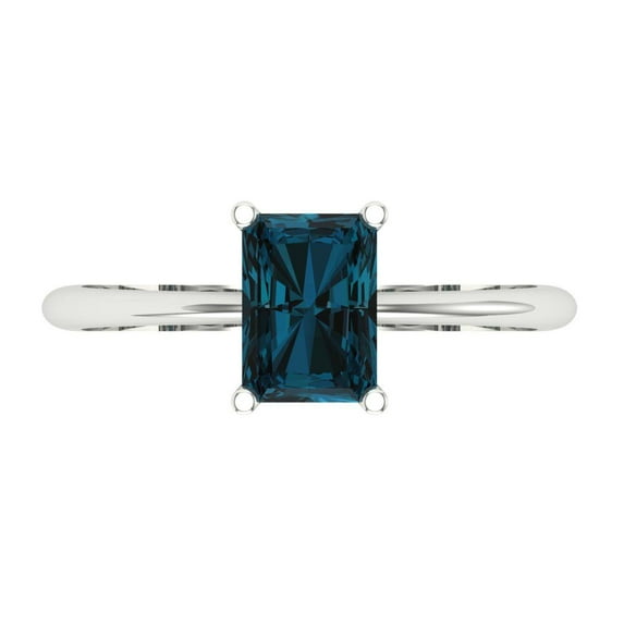 Solitaire Engagement Ring for Women - 1ct Natural London Blue Topaz in 14K White Gold Promise Ring