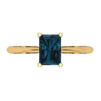 Solitaire Engagement Ring for Women - 1ct Natural London Blue Topaz in 18K Yellow Gold Promise Ring