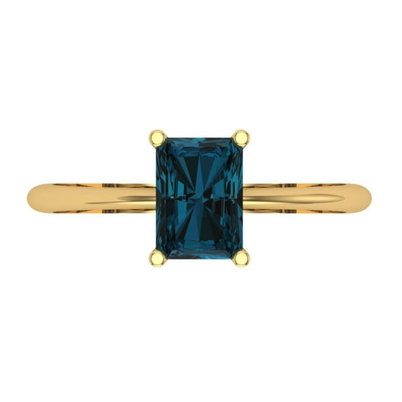 Solitaire Engagement Ring for Women - 1ct Natural London Blue Topaz in 18K Yellow Gold Promise Ring