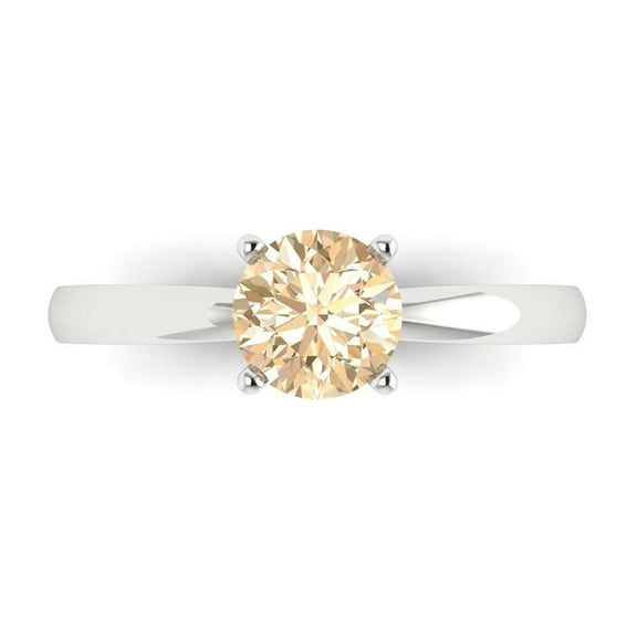Solitaire Engagement Ring for Women - 1ct Natural Morganite in 18K White Gold Promise Ring