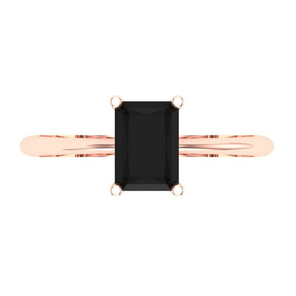 Solitaire Engagement Ring for Women - 1ct Natural Onyx in 14K Rose Gold Promise Ring
