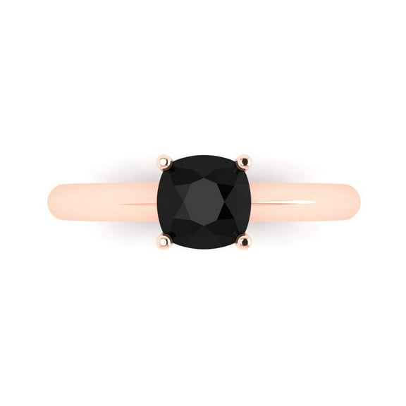 Solitaire Engagement Ring for Women - 1ct Natural Onyx in 14K Rose Gold Promise Ring
