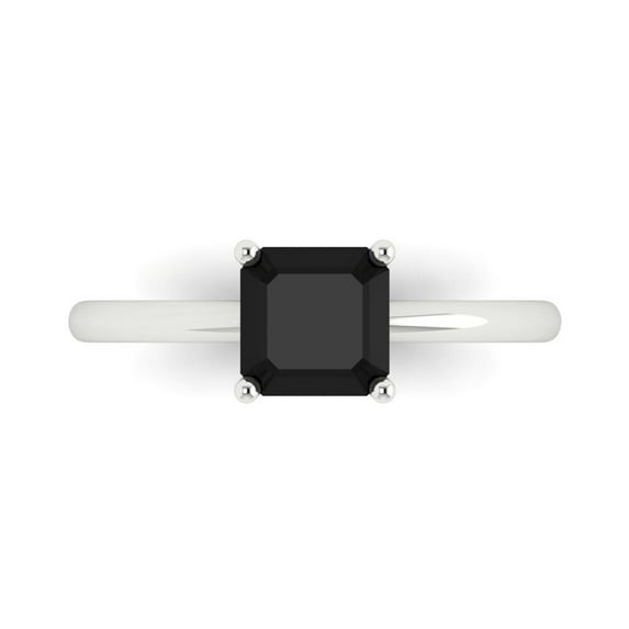 Solitaire Engagement Ring for Women - 1ct Natural Onyx in 14K White Gold Promise Ring