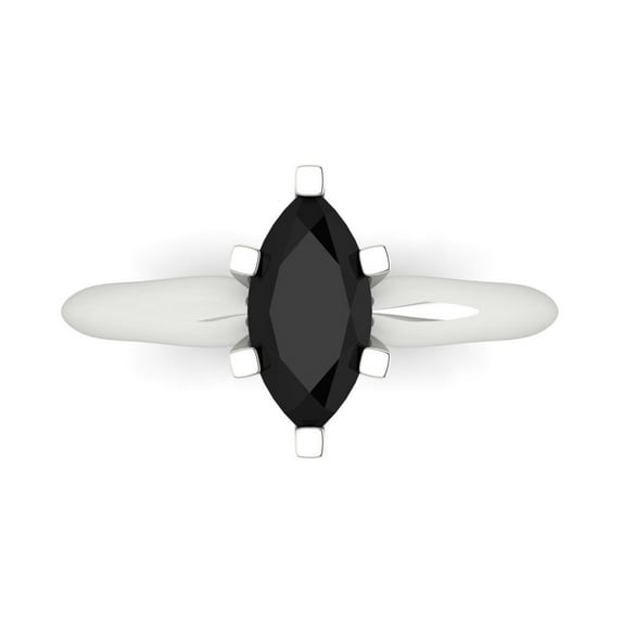 Solitaire Engagement Ring for Women - 1ct Natural Onyx in 14K White Gold Promise Ring