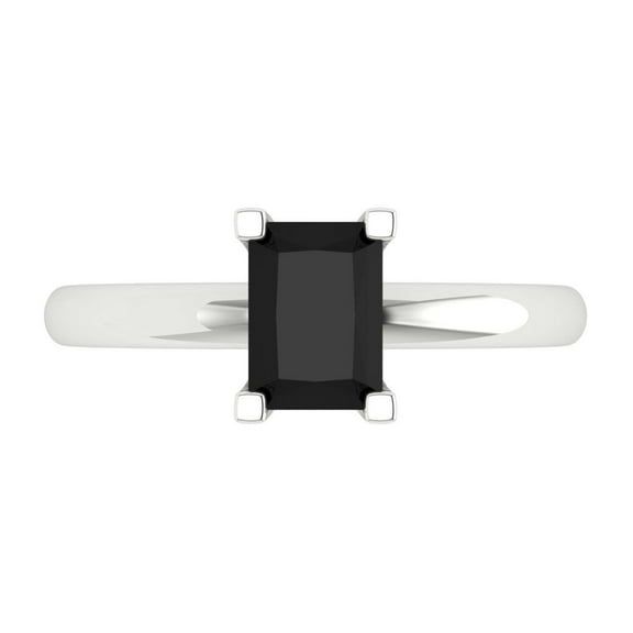 Solitaire Engagement Ring for Women - 1ct Natural Onyx in 14K White Gold Promise Ring