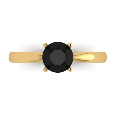 Solitaire Engagement Ring for Women - 1ct Natural Onyx in 14K Yellow Gold Promise Ring