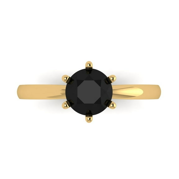 Solitaire Engagement Ring for Women - 1ct Natural Onyx in 14K Yellow Gold Promise Ring