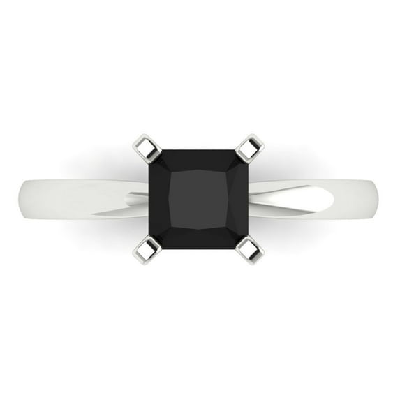Solitaire Engagement Ring for Women - 1ct Natural Onyx in 18K White Gold Promise Ring