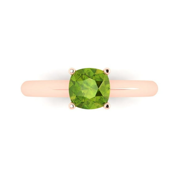 Solitaire Engagement Ring for Women - 1ct Natural Peridot in 14K Rose Gold Promise Ring