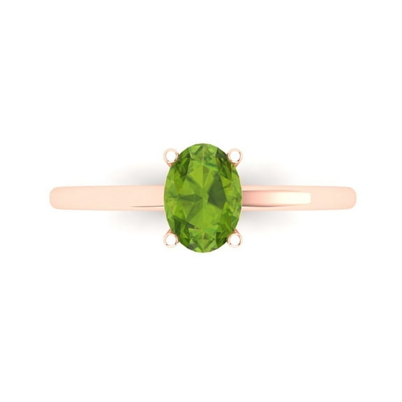 Solitaire Engagement Ring for Women - 1ct Natural Peridot in 14K Rose Gold Promise Ring