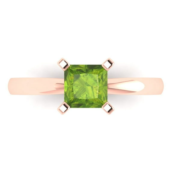Solitaire Engagement Ring for Women - 1ct Natural Peridot in 14K Rose Gold Promise Ring