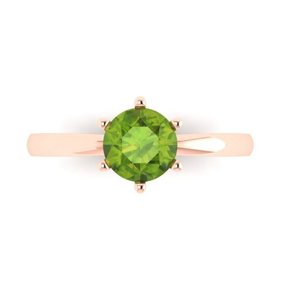 Solitaire Engagement Ring for Women - 1ct Natural Peridot in 14K Rose Gold Promise Ring