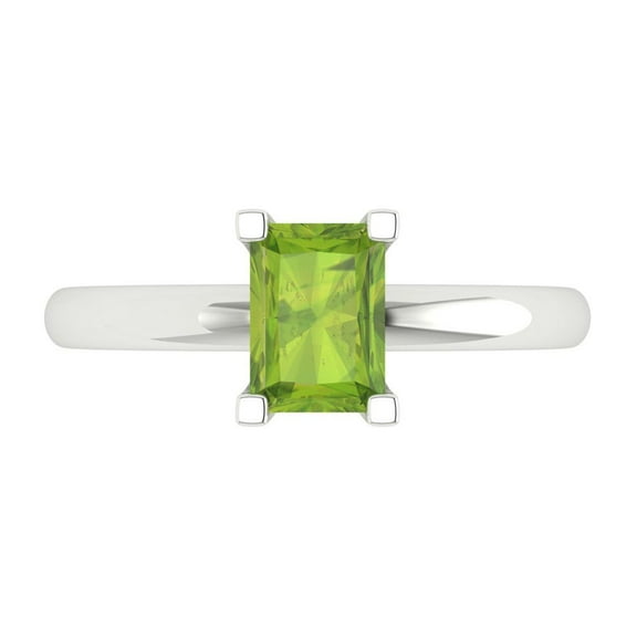 Solitaire Engagement Ring for Women - 1ct Natural Peridot in 14K White Gold Promise Ring