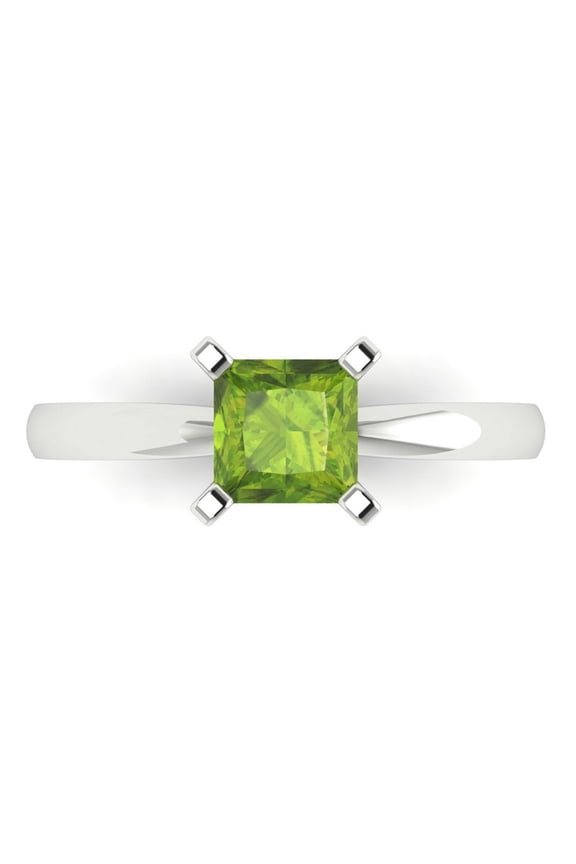 Solitaire Engagement Ring for Women - 1ct Natural Peridot in 14K White Gold Promise Ring
