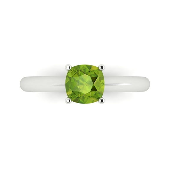 Solitaire Engagement Ring for Women - 1ct Natural Peridot in 14K White Gold Promise Ring