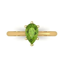 Solitaire Engagement Ring for Women - 1ct Natural Peridot in 14K Yellow Gold Promise Ring