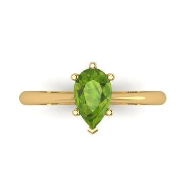 Solitaire Engagement Ring for Women - 1ct Natural Peridot in 14K Yellow Gold Promise Ring