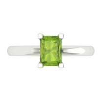 Solitaire Engagement Ring for Women - 1ct Natural Peridot in 18K White Gold Promise Ring