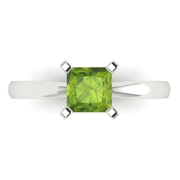 Solitaire Engagement Ring for Women - 1ct Natural Peridot in 18K White Gold Promise Ring