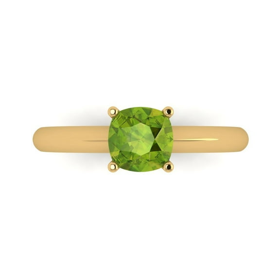 Solitaire Engagement Ring for Women - 1ct Natural Peridot in 18K Yellow Gold Promise Ring