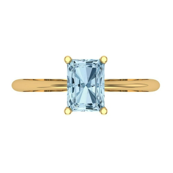 Solitaire Engagement Ring for Women - 1ct Natural Sky Blue Topaz in 14K Yellow Gold Promise Ring