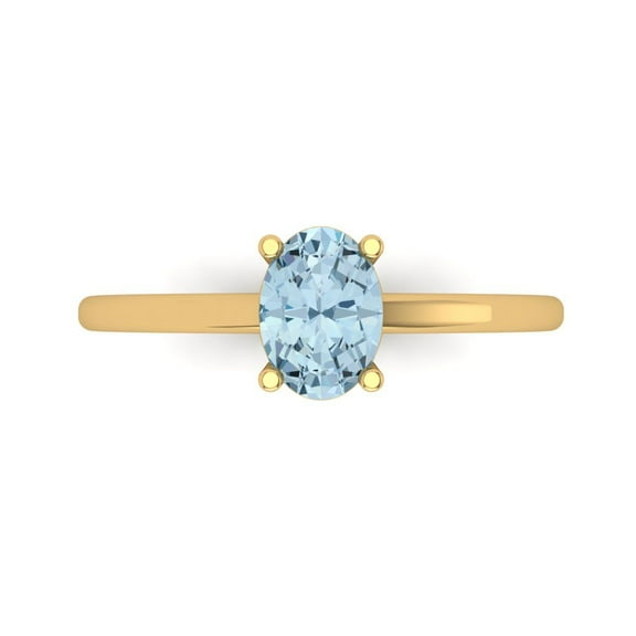 Solitaire Engagement Ring for Women - 1ct Natural Sky Blue Topaz in 18K Yellow Gold Promise Ring