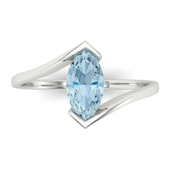 Solitaire Engagement Ring for Women - 1ct Simulated Blue Diamond in 14K White Gold Promise Ring