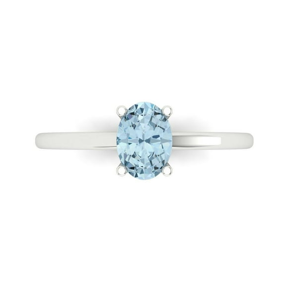 Solitaire Engagement Ring for Women - 1ct Simulated Blue Diamond in 14K White Gold Promise Ring