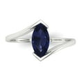 thumbnail image 1 of Solitaire Engagement Ring for Women - 1ct Simulated Blue Sapphire in 14K White Gold Promise Ring, 1 of 6