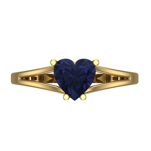 Solitaire Engagement Ring for Women - 1ct Simulated Blue Sapphire in 18K Yellow Gold Promise Ring