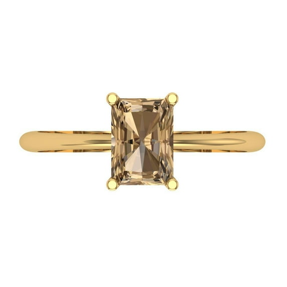 Solitaire Engagement Ring for Women - 1ct Simulated Champagne Diamond in 18K Yellow Gold Promise Ring