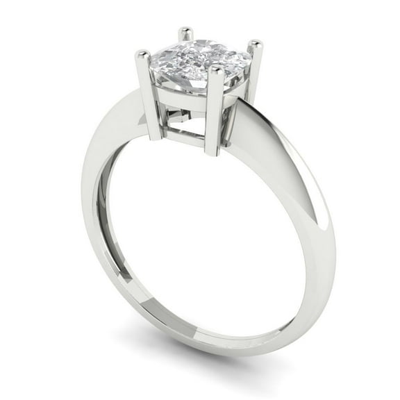 1 tcw Cushion Cut Engagement Ring for Women, Simulated Diamond Solitaire Bridal Promise Ring for Her in 14K White Gold