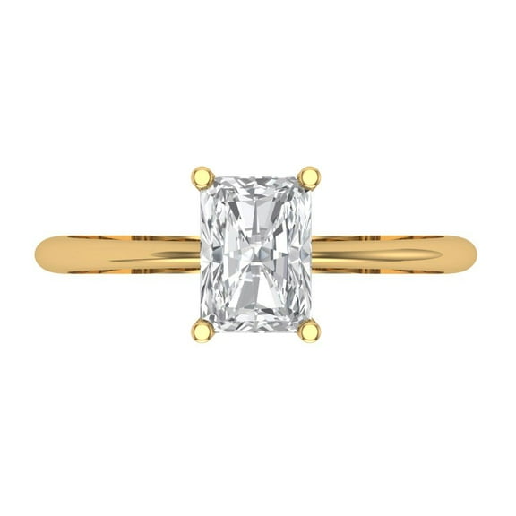 Solitaire Engagement Ring for Women - 1ct Simulated Diamond in 14K Yellow Gold Promise Ring