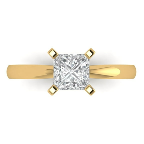 Solitaire Engagement Ring for Women - 1ct Simulated Diamond in 14K Yellow Gold Promise Ring