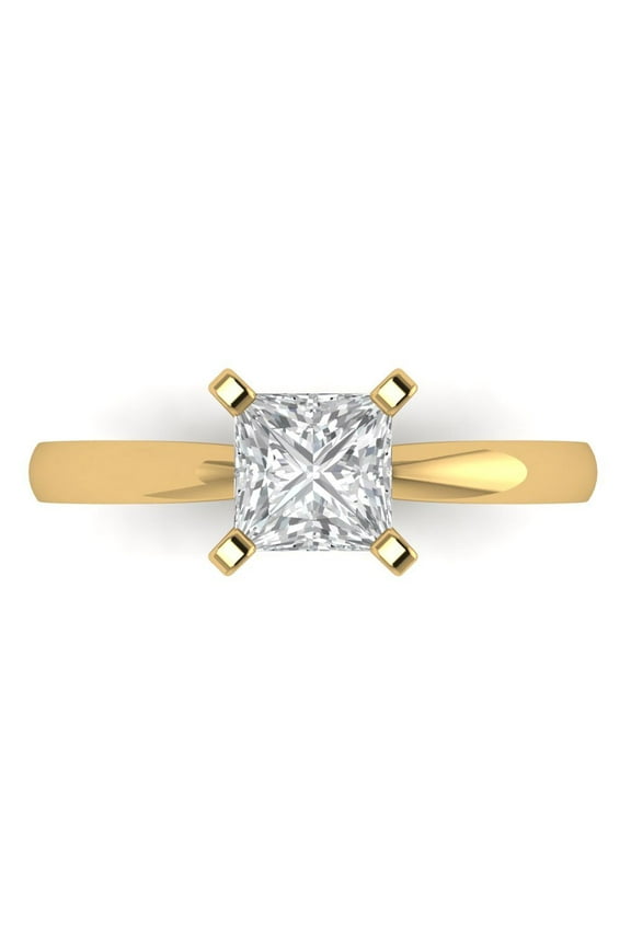 Solitaire Engagement Ring for Women - 1ct Simulated Diamond in 14K Yellow Gold Promise Ring