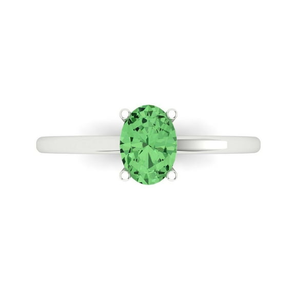 Solitaire Engagement Ring for Women - 1ct Simulated Green Diamond in 14K White Gold Promise Ring