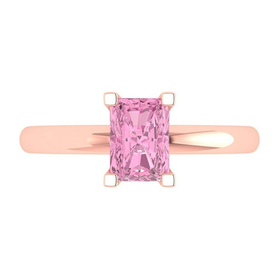 Solitaire Engagement Ring for Women - 1ct Simulated Pink Diamond in 14K Rose Gold Promise Ring