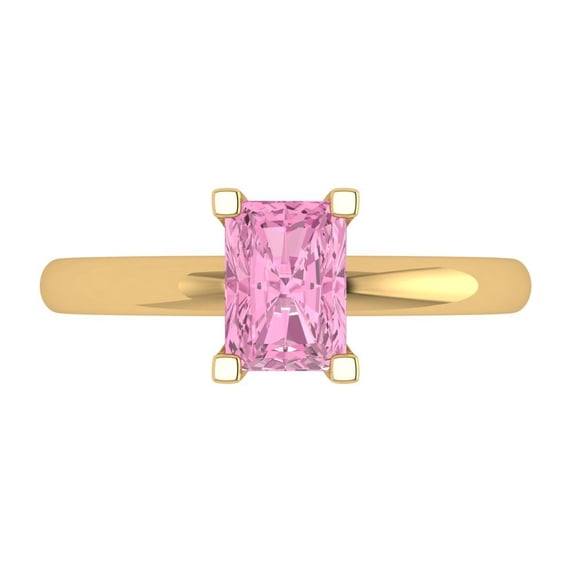 Solitaire Engagement Ring for Women - 1ct Simulated Pink Diamond in 14K Yellow Gold Promise Ring