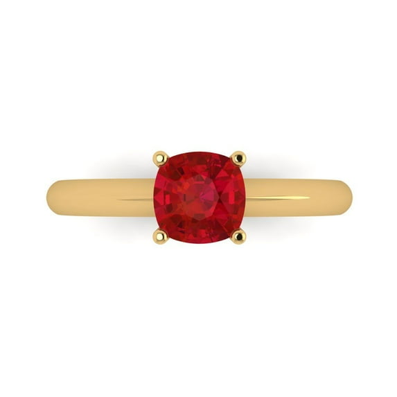 Solitaire Engagement Ring for Women - 1ct Simulated Pink Tourmaline in 14K Yellow Gold Promise Ring
