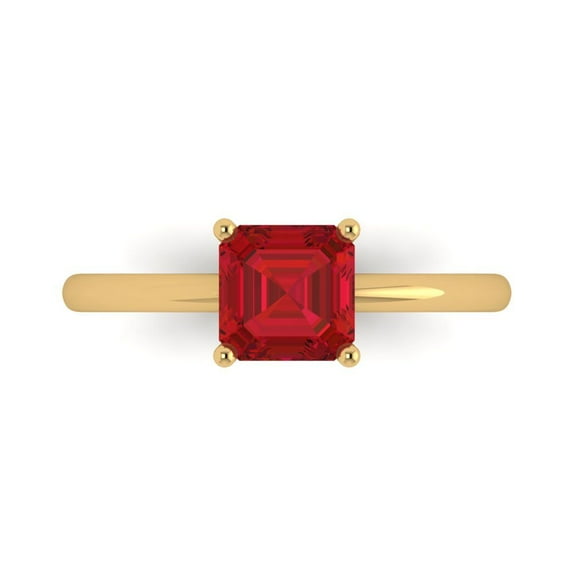 Solitaire Engagement Ring for Women - 1ct Simulated Pink Tourmaline in 14K Yellow Gold Promise Ring
